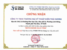 Chứng nhận Đại lý Thiết Bị Điện MITSUBISHI