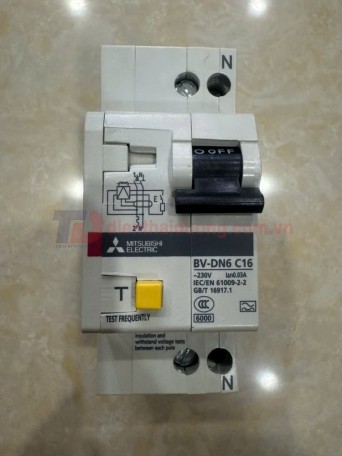 RCBO MITSUBISHI 1P+N 16A 30mA 6KA ( BV-DN6 )