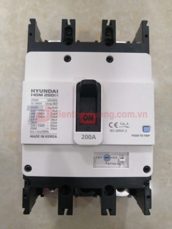 MCCB HYUNDAI 2P 200A 85kA ( HGM250H-F )