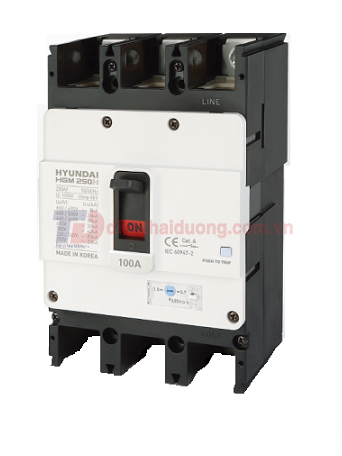 MCCB HYUNDAI 3P 200A 38kA chỉnh dòng nhiệt 0.7~1.0*In ( HGM250H-FVP )