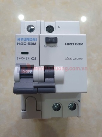 RCBO HYUNDAI 1P+N 25A 30mA 6kA ( HRO63M )