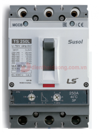 MCCB LS 3P 125A 50kA ( TS160N ATU160 ) chỉnh dòng nhiệt : 0.8-0.9-1.0*In và dòng từ : 5->10*In