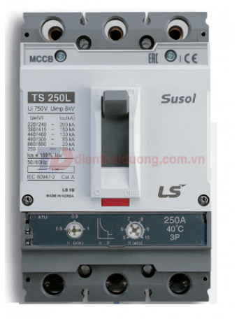 MCCB LS 3P 250A 50kA ( TS250N ATU250 ) chỉnh dòng nhiệt : 0.8-0.9-1.0*In và dòng từ : 5->10*In