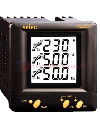 Đồng hồ đo điện áp, dòng điện và tần số SELEC VAF36A, size: 96x96
