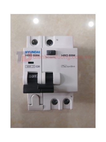 RCBO HYUNDAI 1P+N 20A 30mA 6kA ( HRO63M )