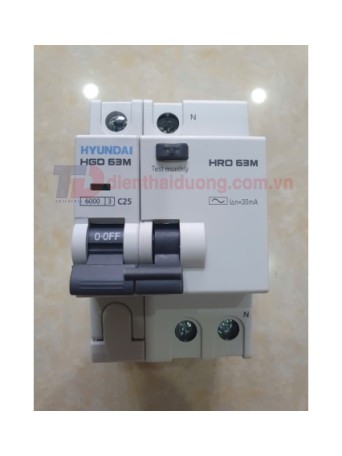 RCBO HYUNDAI 1P+N 25A 30mA 6kA ( HRO63M )