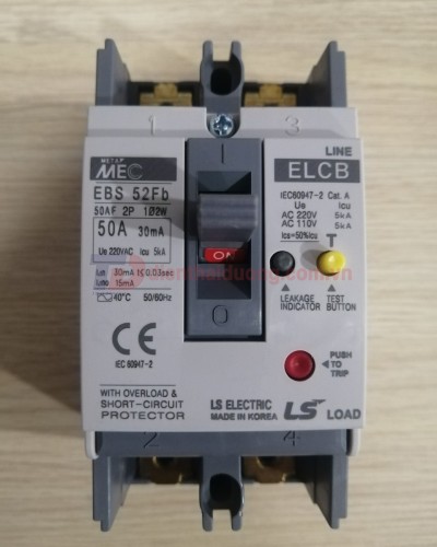 ELCB LS 2P 50A 30mA 5kA  ( EBS52Fb )