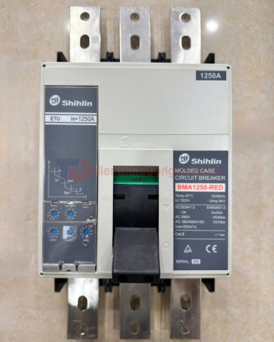 MCCB SHIHLIN 3P 1250A 70kA ( BMA1250-RED ) chỉnh dòng điện tử 0.4~1.0*In