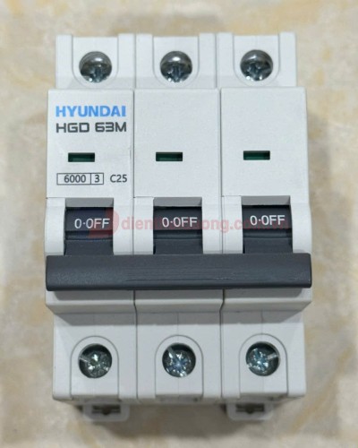 MCB HYUNDAI 3P 25A 6kA ( HGD63M )