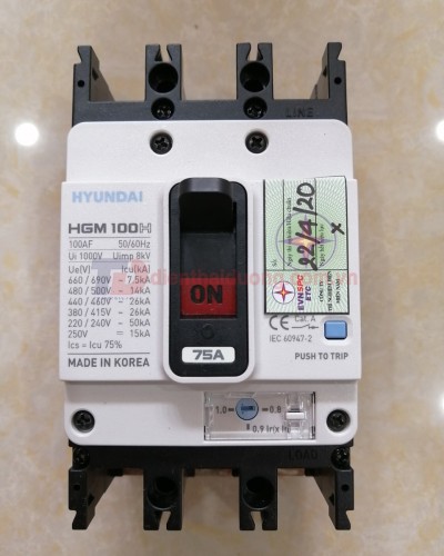 MCCB HYUNDAI 3P 75A 26kA ( HGM100H-F )