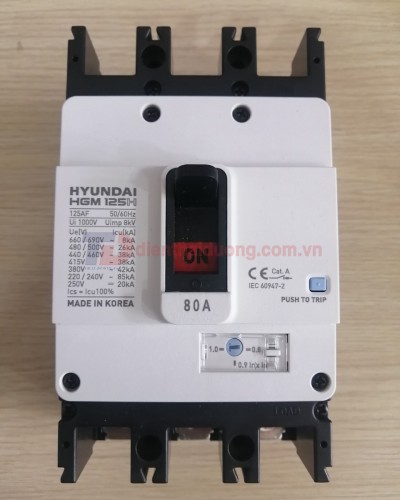 MCCB HYUNDAI 3P 80A 38kA  ( HGM125H-F )