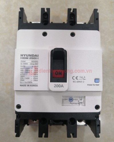 MCCB HYUNDAI 2P 200A 85kA ( HGM250H-F )