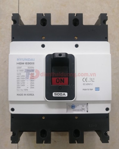 MCCB HYUNDAI 3P 500A 45kA ( HGM630E-F )