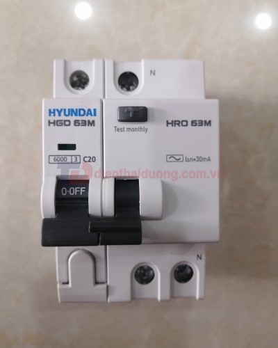 RCBO HYUNDAI 1P+N 20A 30mA 6kA ( HRO63M )