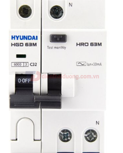 RCBO HYUNDAI 1P+N 50A 30mA 6kA ( HRO63M )