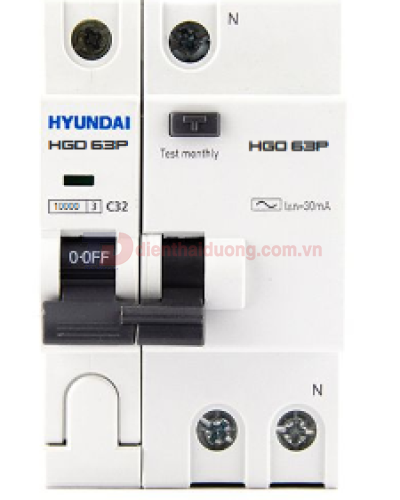 RCBO HYUNDAI 1P+N 50A 30mA 10kA ( HRO63P )