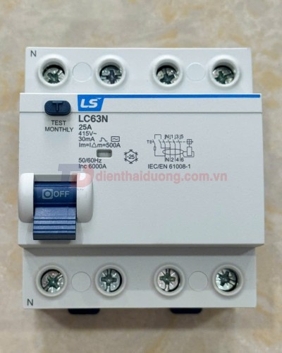 RCCB LS 3P+N 25A 30/100/300mA 6kA ( LC63N 3P+N )
