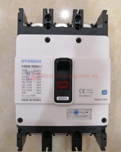 MCCB HYUNDAI 3P 200A 38kA ( HGM250H-F )