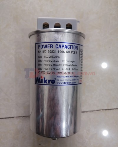 Tụ bù khô MIKRO 1P 2.5KVAr 250V ( MKC-255025KS )