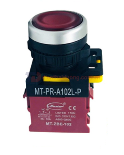 Nút nhấn OFF có đèn MASTER màu đỏ loại tự nhả viền mạ bạc ( MT-PR-A102L-P )