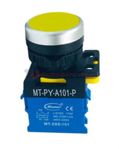 Nút nhấn RESET MASTER màu vàng loại tự nhả viền mạ bạc ( MT-PY-A101-P )