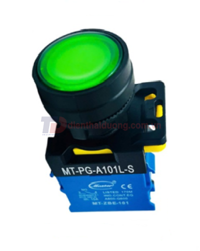 Nút nhấn ON có đèn MASTER màu xanh lá loại tự nhả ( MT-PG-A101L-S )
