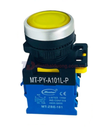 Nút nhấn RESET có đèn MASTER màu vàng loại tự nhả viền mạ bạc ( MT-PY-A101L-P )