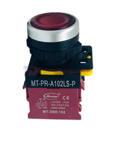 Nút nhấn OFF có đèn MASTER màu đỏ loại tự giữ viền mạ bạc ( MT-PR-A102LS-P )