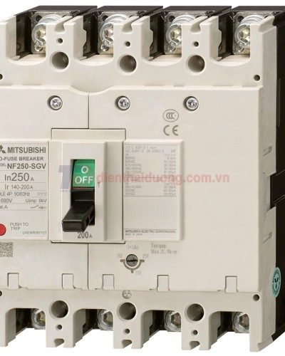 MCCB MITSUBISHI 4P 16-20A 36kA chỉnh dòng: 0.8-1.0*In ( NF125-SGV )