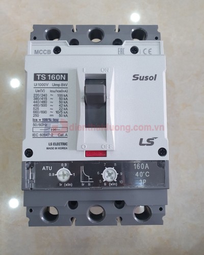 MCCB LS 3P 160A 50kA ( TS160N ATU160 ) chỉnh dòng nhiệt : 0.8-0.9-1.0*In và dòng từ : 5->10*In