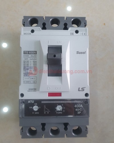 MCCB LS 3P 400A 65kA ( TS400N ATU400 ) chỉnh dòng nhiệt : 0.8-0.9-1.0*In và dòng từ : 5->10*In