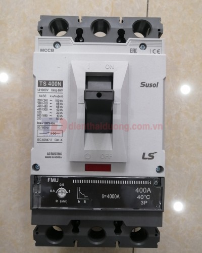 MCCB LS 3P 400A 65kA ( TS400N FMU400 ) chỉnh dòng : 0.8-0.9-1.0*In