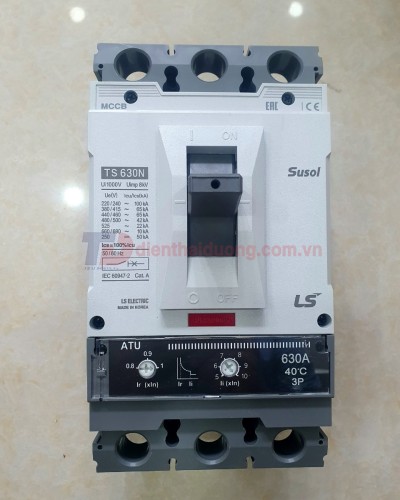 MCCB LS 3P 630A 65kA ( TS630N ATU630 ) chỉnh dòng nhiệt : 0.8-0.9-1.0*In và dòng từ : 5->10*In