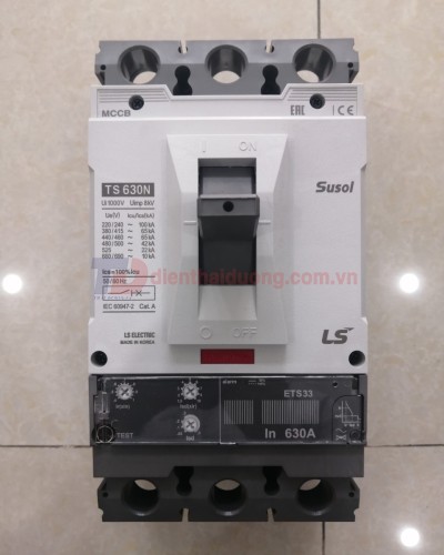 MCCB LS 3P 630A 65kA ( TS630N ETS33 ) chỉnh dòng điện tử 13 bước : 0.4~1.0*In