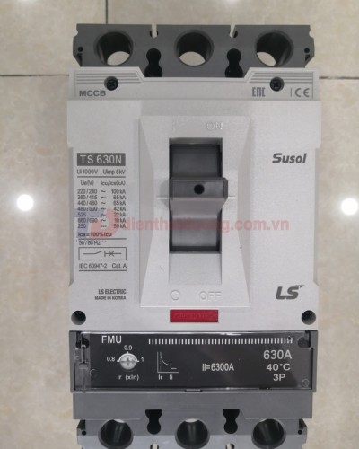 MCCB LS 3P 630A 65kA ( TS630N FMU630 ) chỉnh dòng : 0.8-0.9-1.0*In