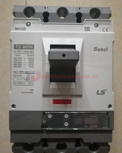 MCCB LS 3P 800A 65kA ( TS800N ETS43 ) chỉnh dòng điện tử 13 bước : 0.4~1.0*In