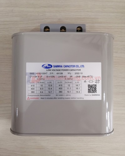 Tụ bù dầu SAMWHA 3P 10KVAr 415V ( SMS-4150100KT )