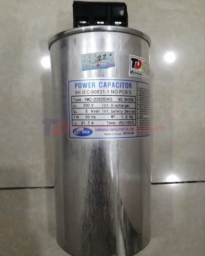 Tụ bù khô SAMWHA 1P 5KVAr 230V ( RMC-235050KS )