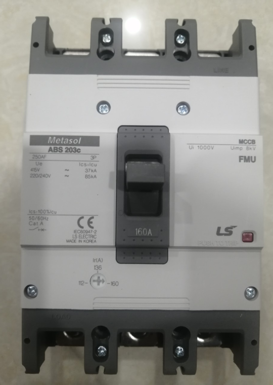 MCCB LS 3P 160A 37kA chỉnh dòng 0.7-0.85-1.0 x In ( ABS203c FMU )