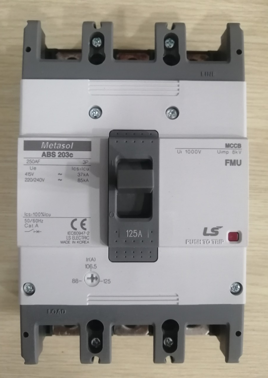 MCCB LS 3P 125A 37kA chỉnh dòng 0.7-0.85-1.0 x In ( ABS203c FMU )