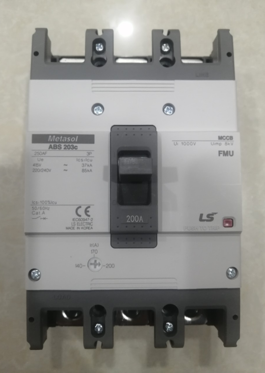 MCCB LS 3P 200A 37kA chỉnh dòng 0.7-0.85-1.0 x In  ( ABS203c FMU )