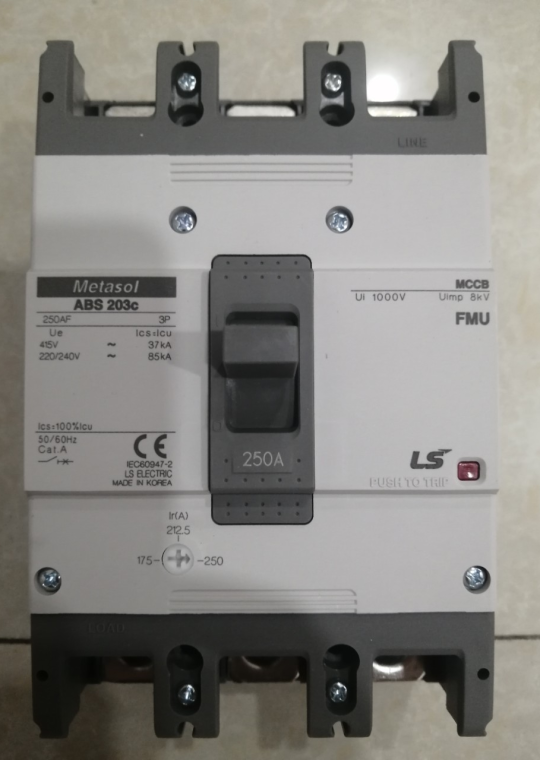 MCCB LS 3P 250A 37kA chỉnh dòng 0.7-0.85-1.0 x In ( ABS203c FMU )