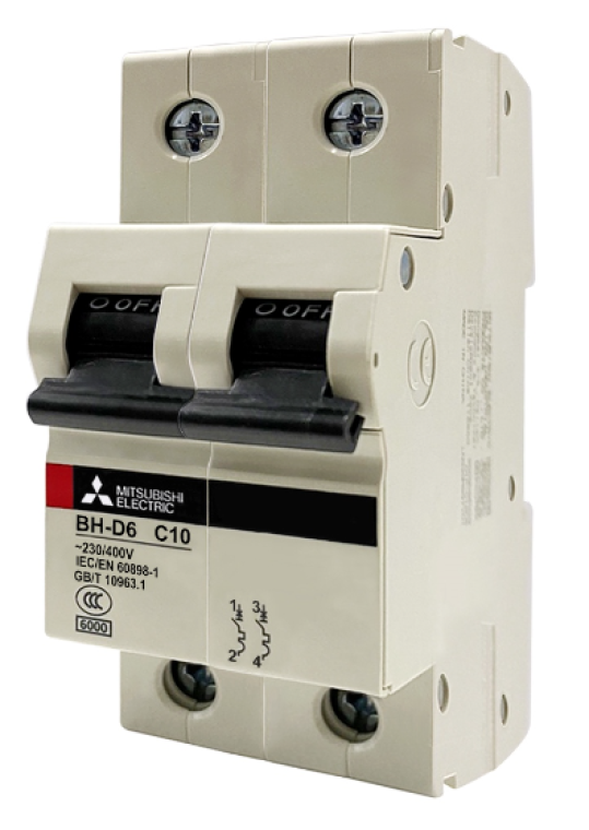 MCB MITSUBISHI 2P 6A 6kA ( BH-D6 )