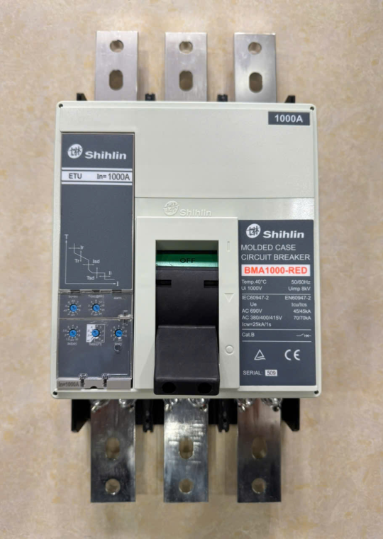 MCCB SHIHLIN 3P 1000A 70kA ( BMA1000-RED ) chỉnh dòng điện tử 0.4~1.0*In