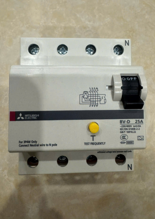 RCCB MITSUBISHI 4P 25A 30mA/300mA ( BV-D )