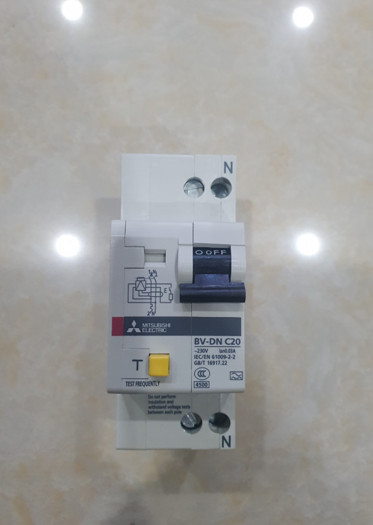 RCBO MITSUBISHI 1P+N 20A 4.5KA 30mA/100mA/300mA ( BV-DN )