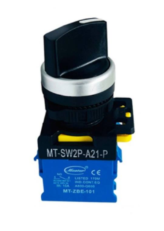 Công tắc xoay 2 vị trí MASTER 1NO viền mạ bạc ( MT-SW2P-A21-P )
