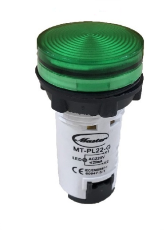 Đèn báo led MASTER màu xanh lá IP65 ( MT-PL22-G )