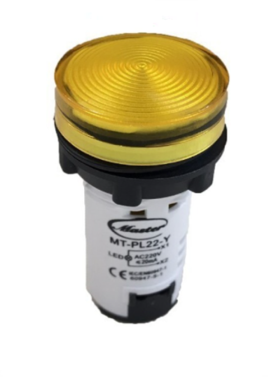 Đèn báo led MASTER màu vàng IP65 ( MT-PL22-Y )
