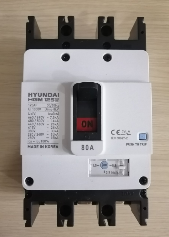 MCCB HYUNDAI 3P 80A 26kA  ( HGM125S-F )